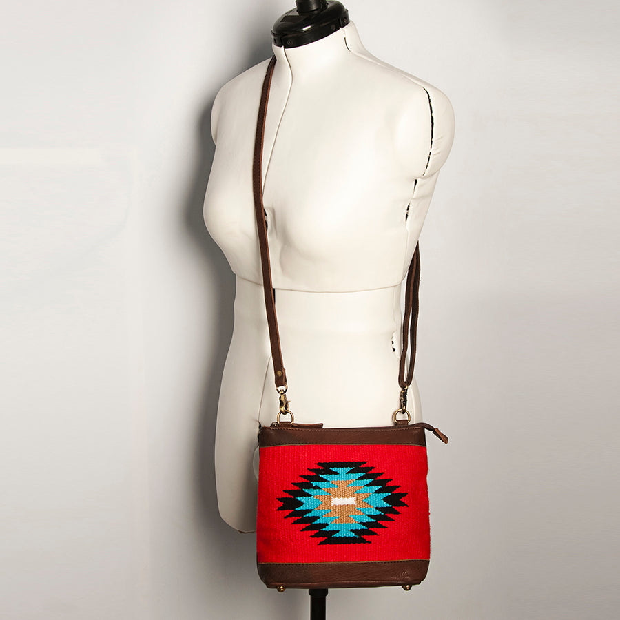 American Darling Large Cross body Bag for Women Hand Woven Saddle Blanket Vegetable-Tanned Genuine Leather YKK Zipper