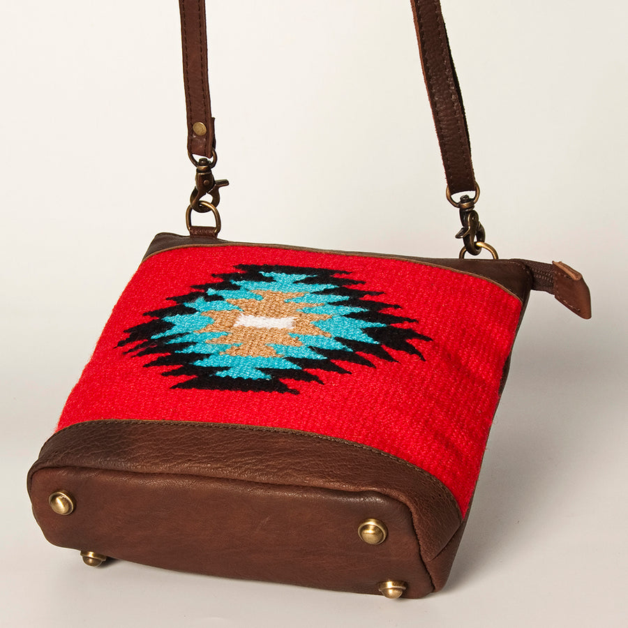 American Darling Large Cross body Bag for Women Hand Woven Saddle Blanket Vegetable-Tanned Genuine Leather YKK Zipper