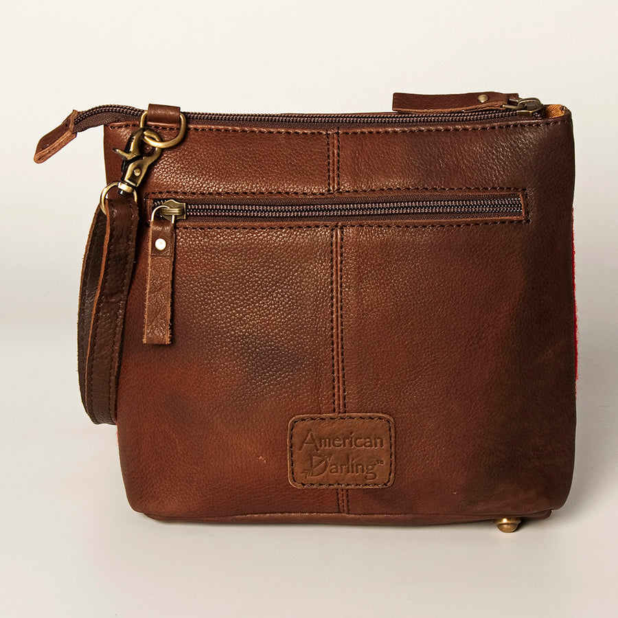 American Darling Large Cross body Bag for Women Hand Woven Saddle Blanket Vegetable-Tanned Genuine Leather YKK Zipper