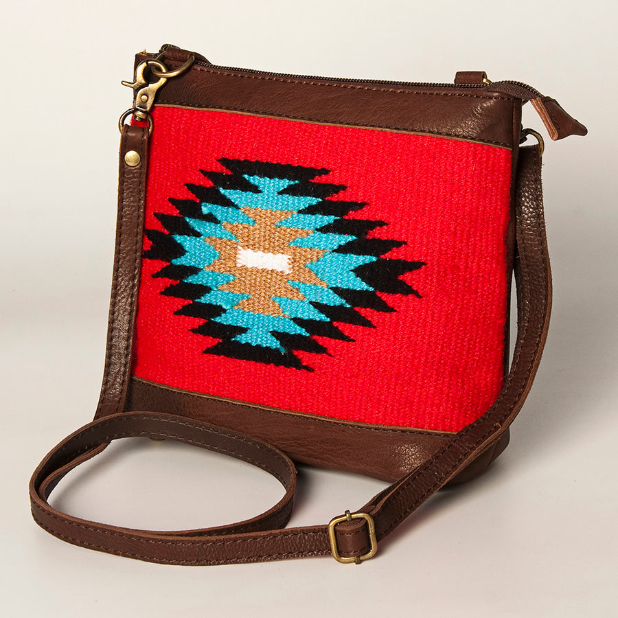 American Darling Large Cross body Bag Hand Woven Saddle Blanket Leather - Hilason