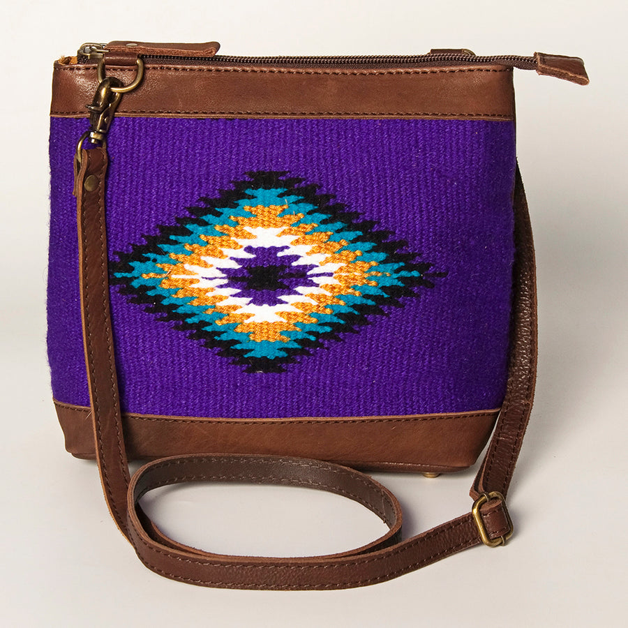 American Darling Large Cross body Bag for Women Hand Woven Saddle Blanket Vegetable-Tanned Genuine Leather YKK Zipper