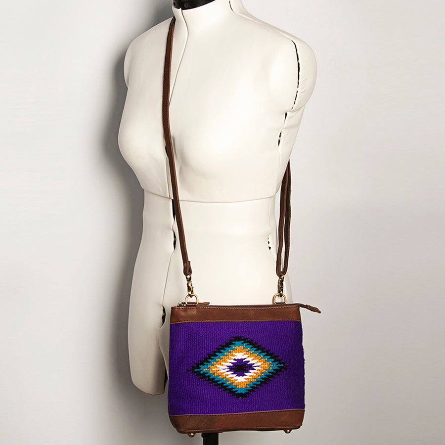 American Darling Large Cross body Bag for Women Hand Woven Saddle Blanket Vegetable-Tanned Genuine Leather YKK Zipper