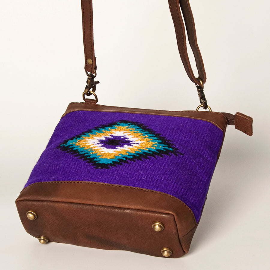 American Darling Large Cross body Bag for Women Hand Woven Saddle Blanket Vegetable-Tanned Genuine Leather YKK Zipper