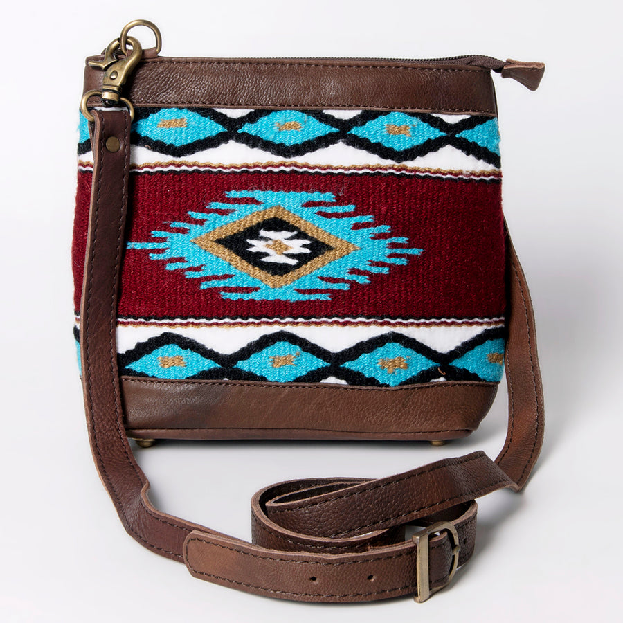 American Darling Large Cross body Bag for Women Hand Woven Saddle Blanket Vegetable-Tanned Genuine Leather YKK Zipper