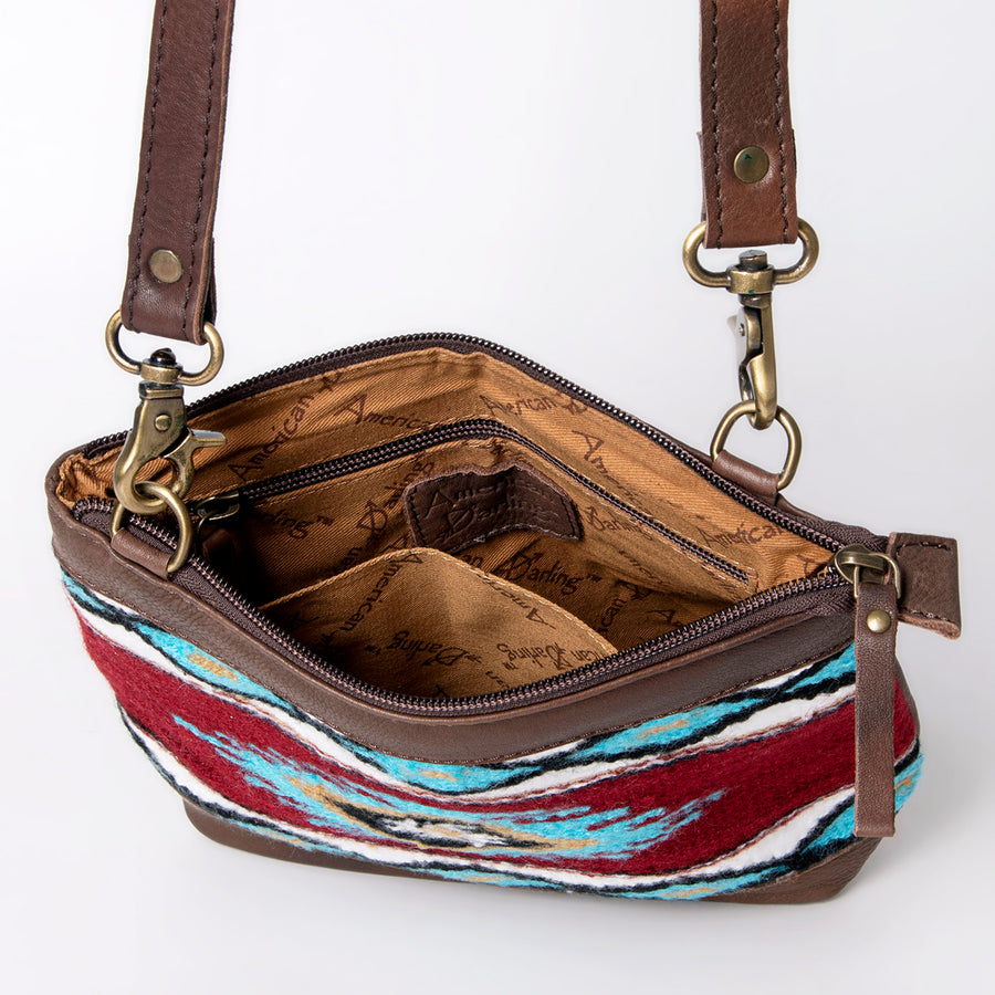 American Darling Large Cross body Bag for Women Hand Woven Saddle Blanket Vegetable-Tanned Genuine Leather YKK Zipper