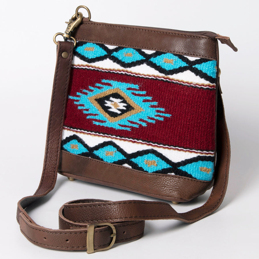 American Darling Large Cross body Bag Hand Woven Saddle Blanket Leather - Hilason