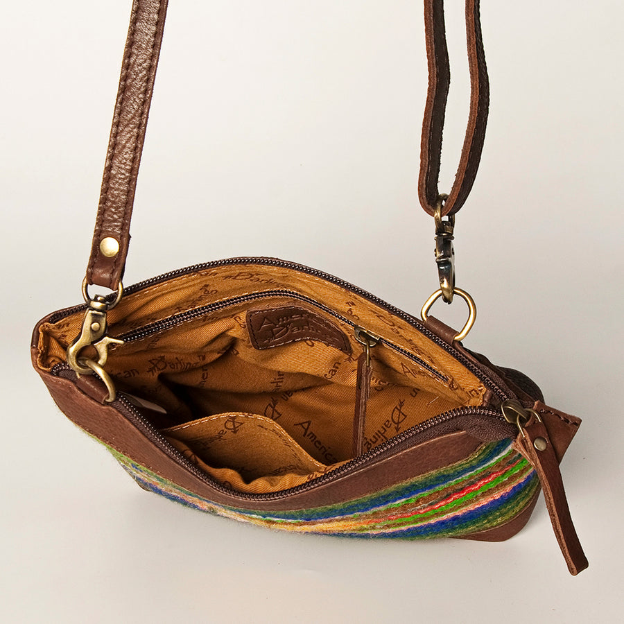 American Darling Large Cross body Bag for Women Hand Woven Saddle Blanket Vegetable-Tanned Genuine Leather YKK Zipper