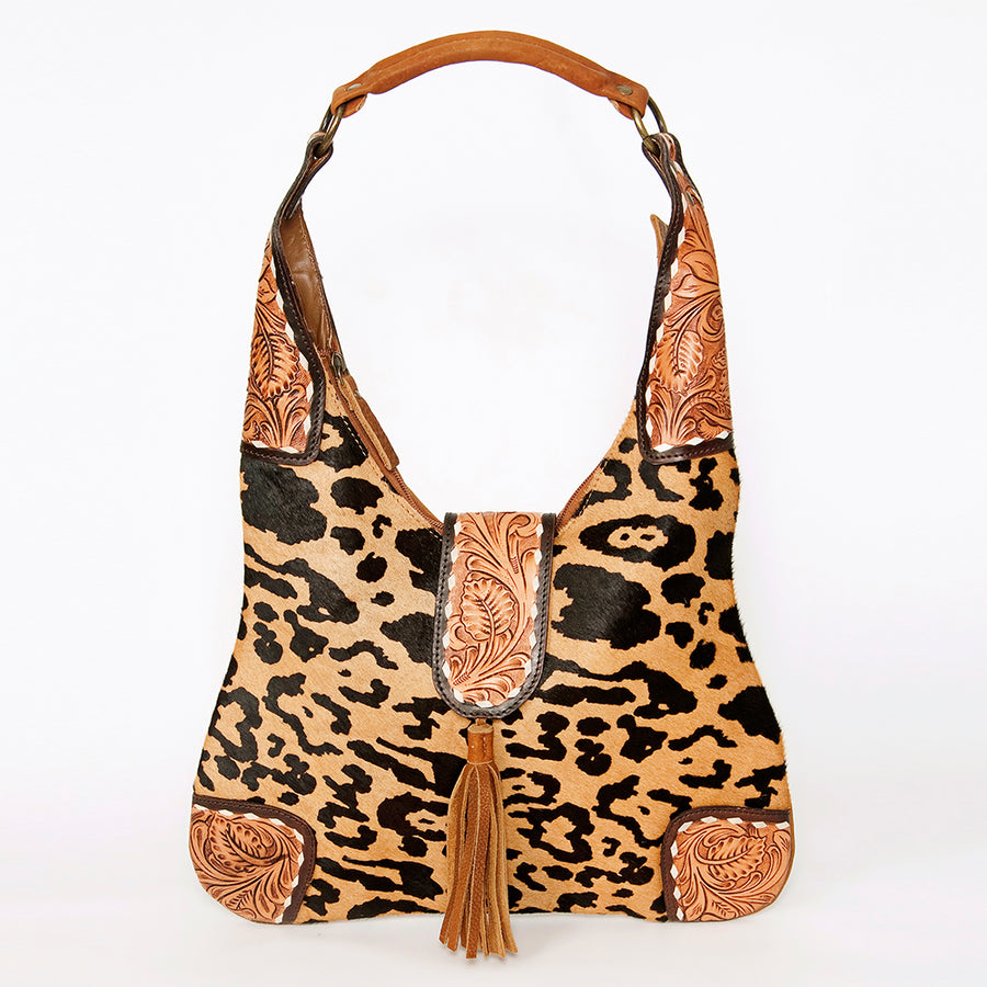 American Darling Women's Hobo Bag Hand Tooled Floral Carved Genuine Leather Buck Stitched Vegetable-Tanned YKK Zipper