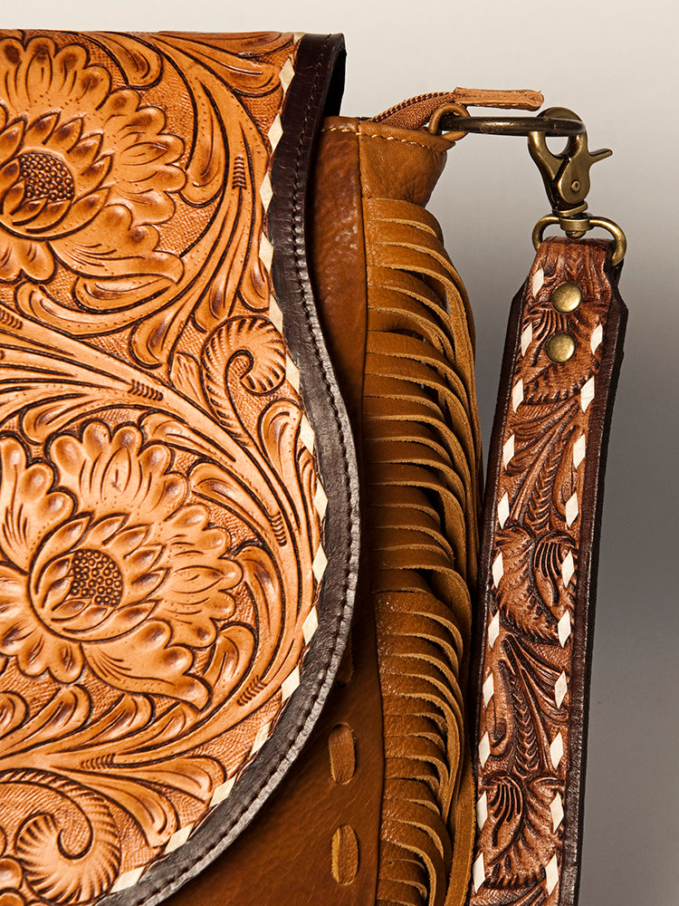 American Darling Messenger Hand Tooled Genuine Leather Women Bag Western Handbag Purse | Cute