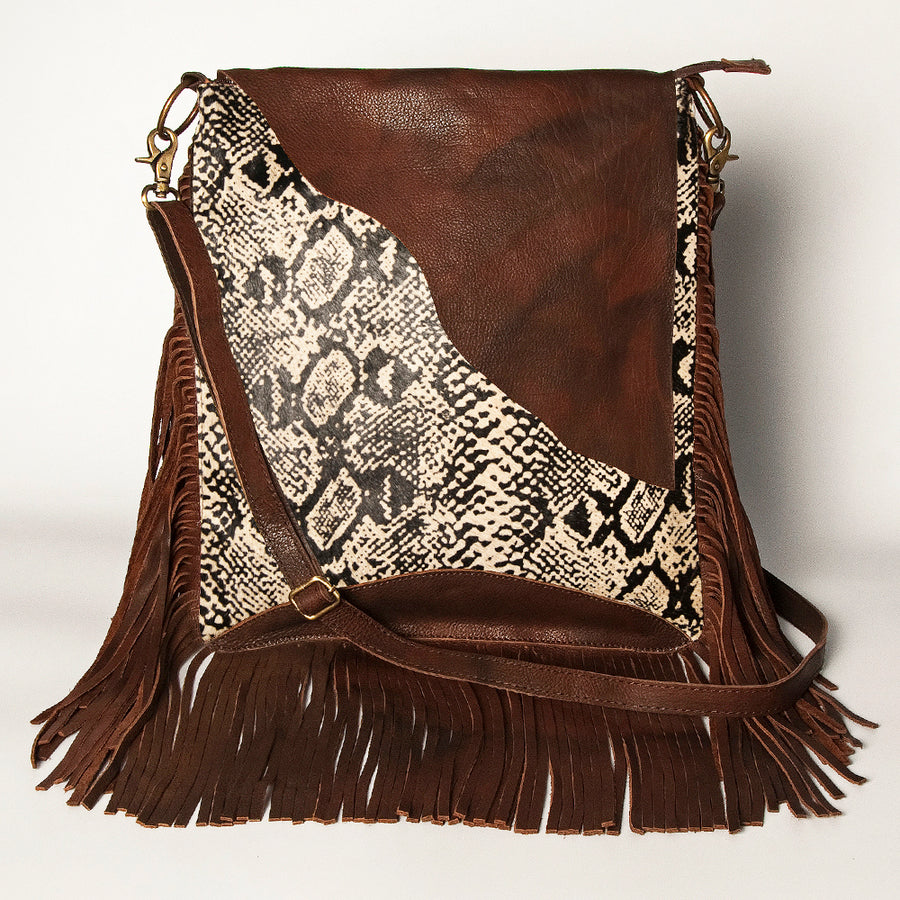 American Darling Women's Messenger Bag Hair-On Cowhide Fringes Eco-Friendly Vegetable-Tanned Genuine Leather YKK Zipper