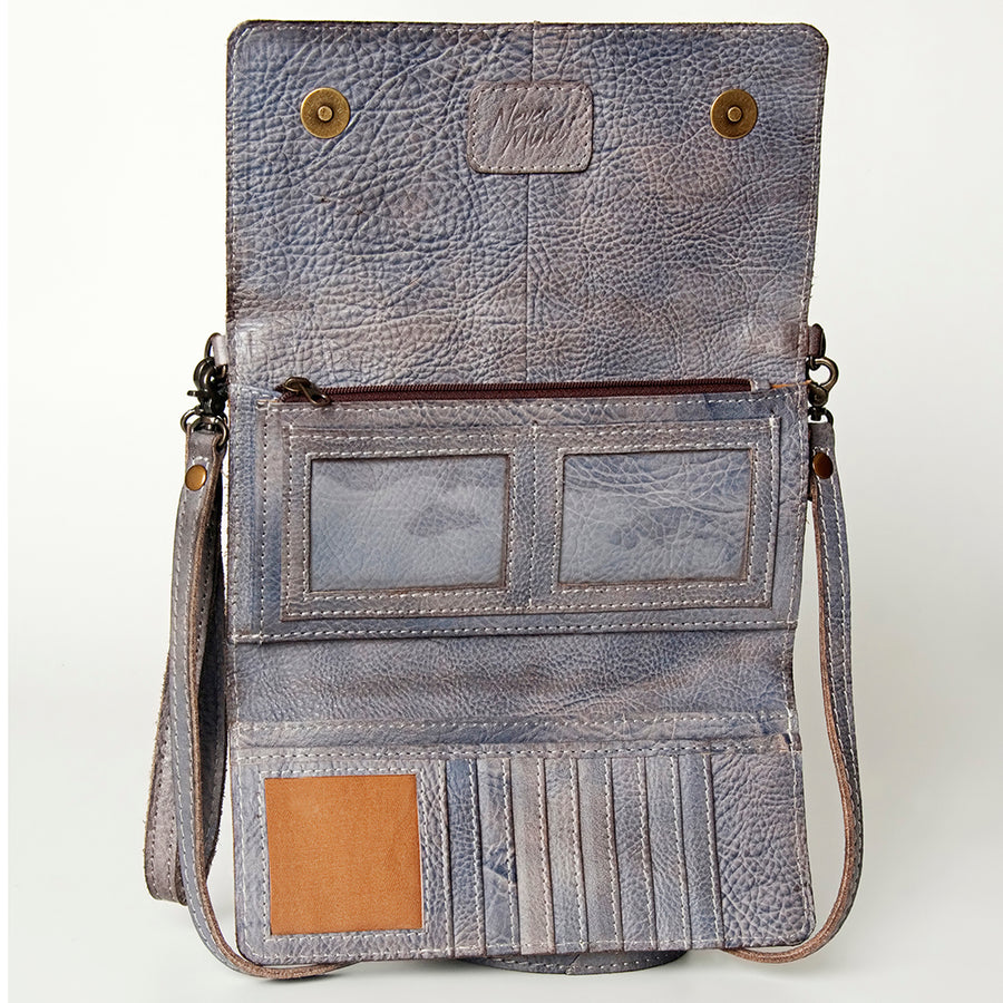Never Mind Nmbg103D Wallet Vintage Handmade Genuine Cowhide Leather Women Bag Western Handbag Purse