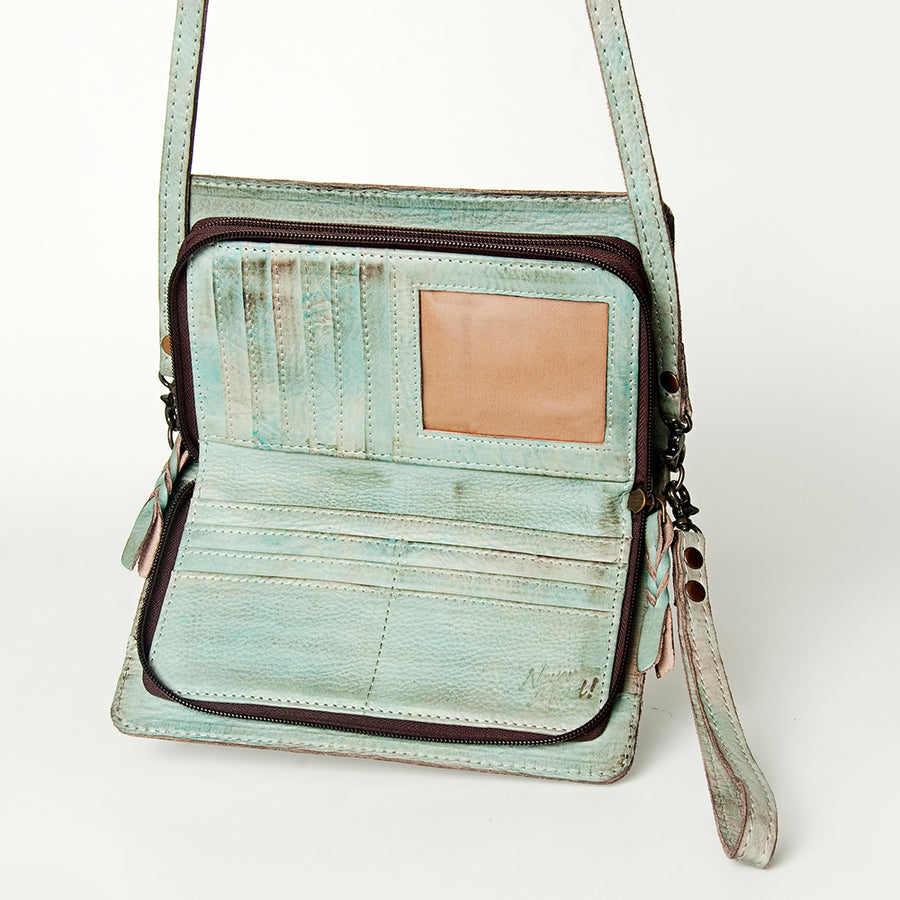 Never Mind Nmbg106 Wallet Vintage Handmade Genuine Cowhide Leather Women Bag Western Handbag Purse