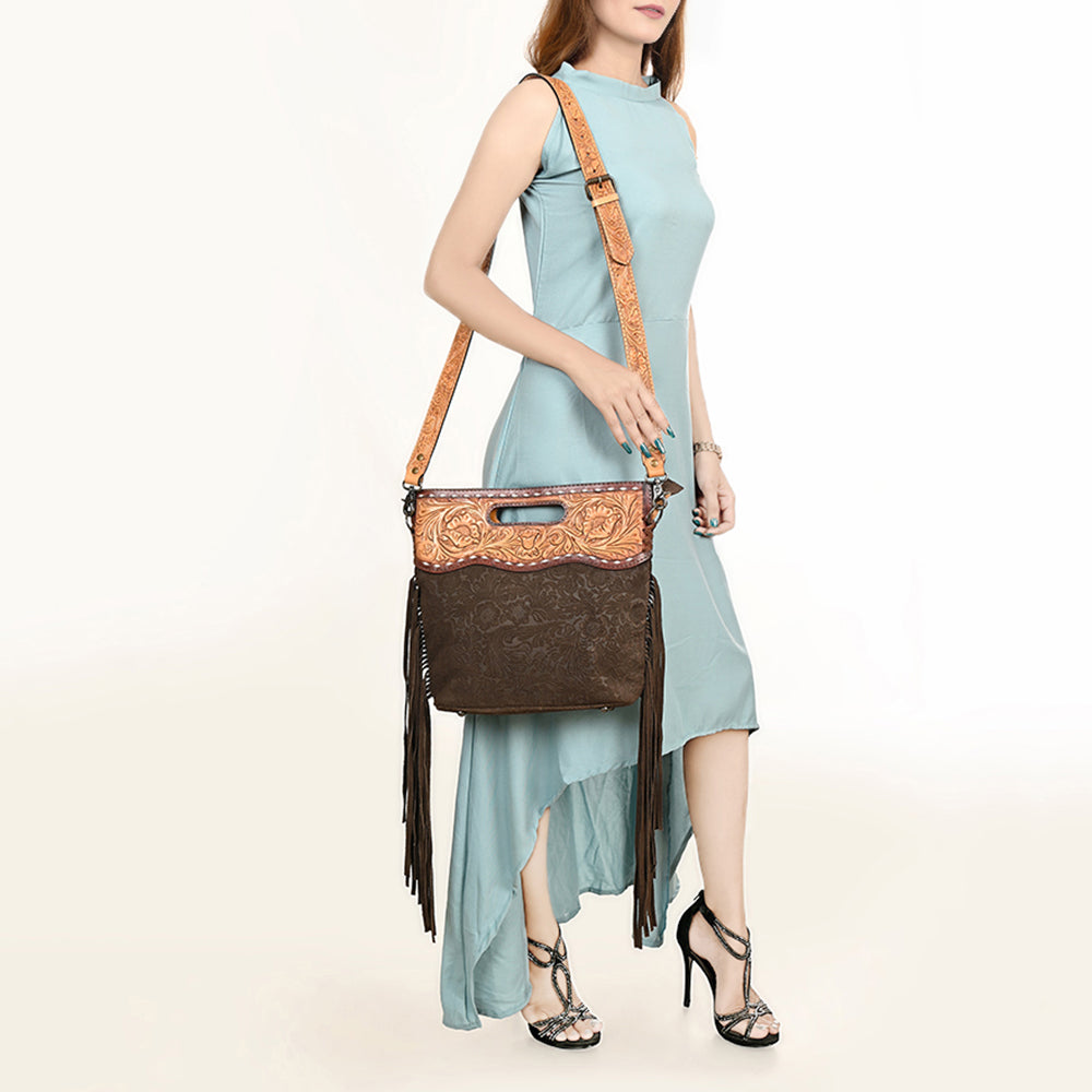 American Darling Clutch Hand Tooled Hair On Genuine Leather Women Bag Western Handbag Purse