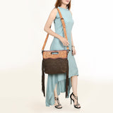 American Darling Clutch Hand Tooled Hair On Genuine Leather Women Bag Western Handbag Purse
