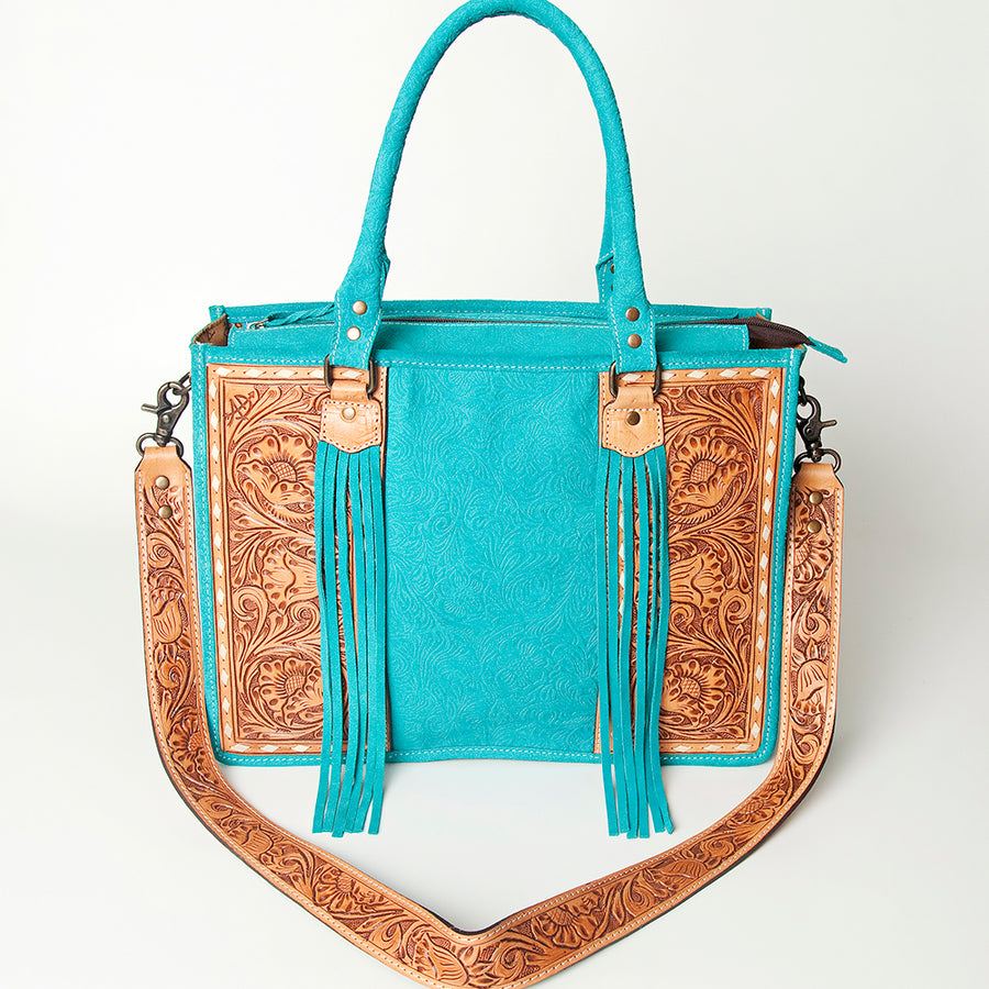 American Darling Briefcase Hand Tooled Hair On Genuine Leather Western Women Bag Handbag | for Cute Laptop