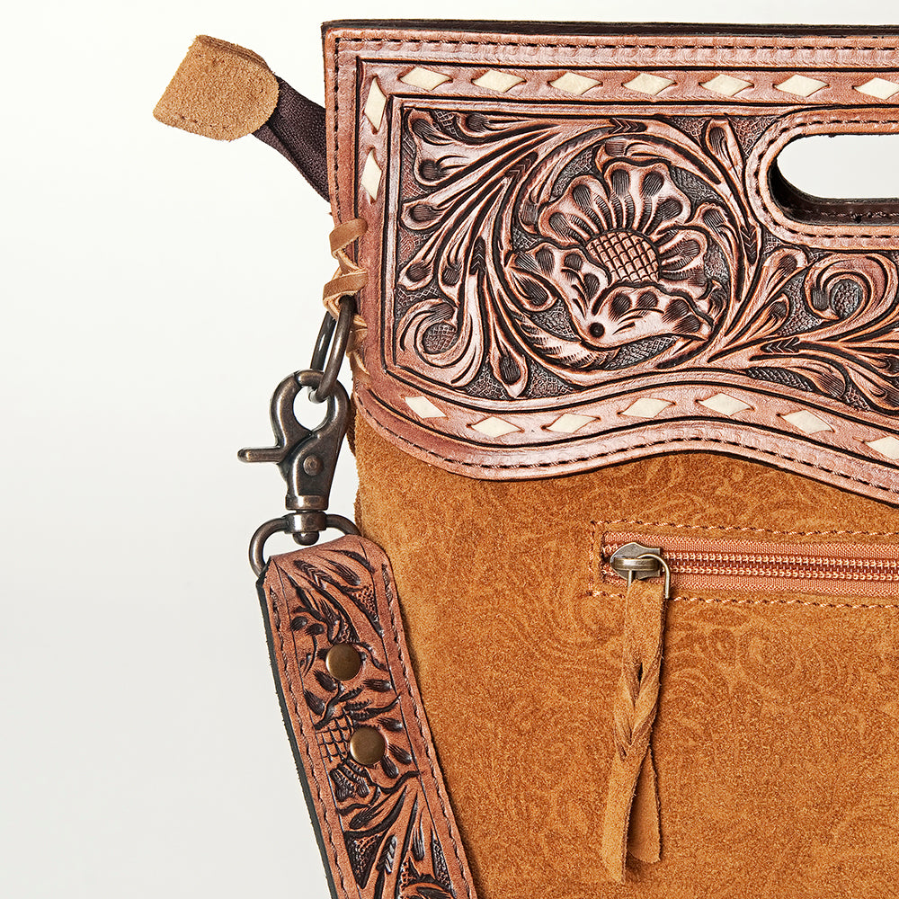 American Darling Clutch Hand Tooled Hair On Genuine Leather Women Bag Western Handbag Purse