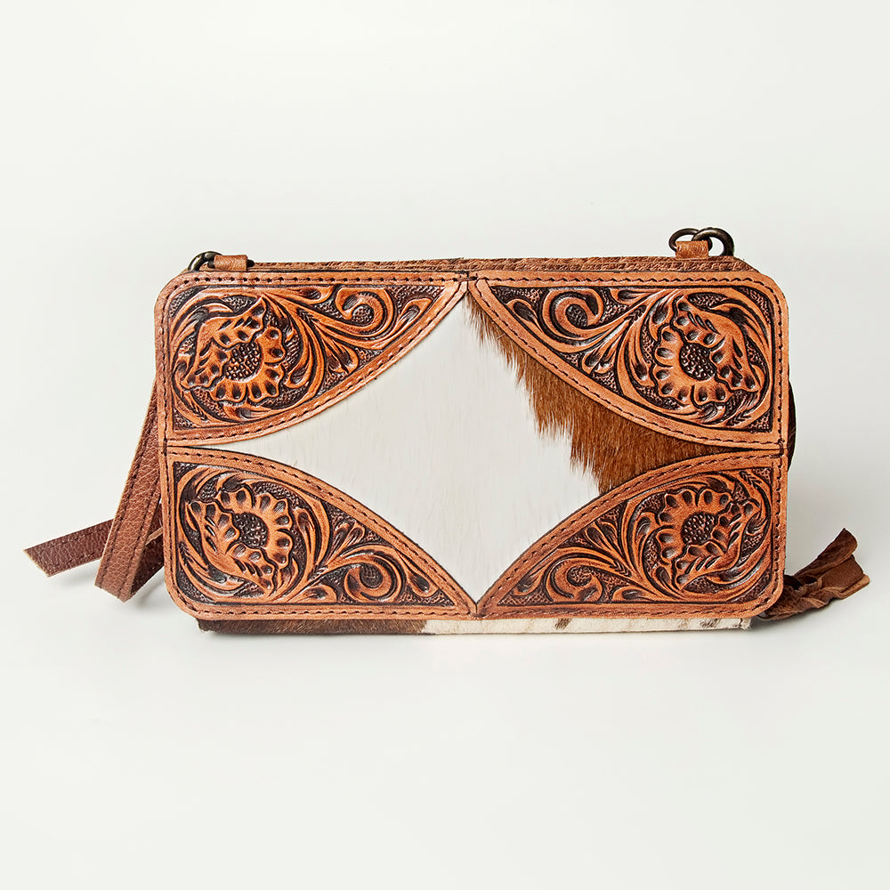 American Darling Clutch Hand Tooled Hair-On Genuine Leather Women Bag Western Handbag Purse|Clutch |