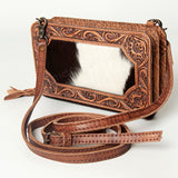 American Darling Clutch Hand Tooled Hair on Genuine Leather Western Women Bag Handbag | Purse|