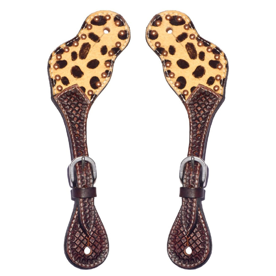 Leopard print leather spur straps with buckles - Uhorse