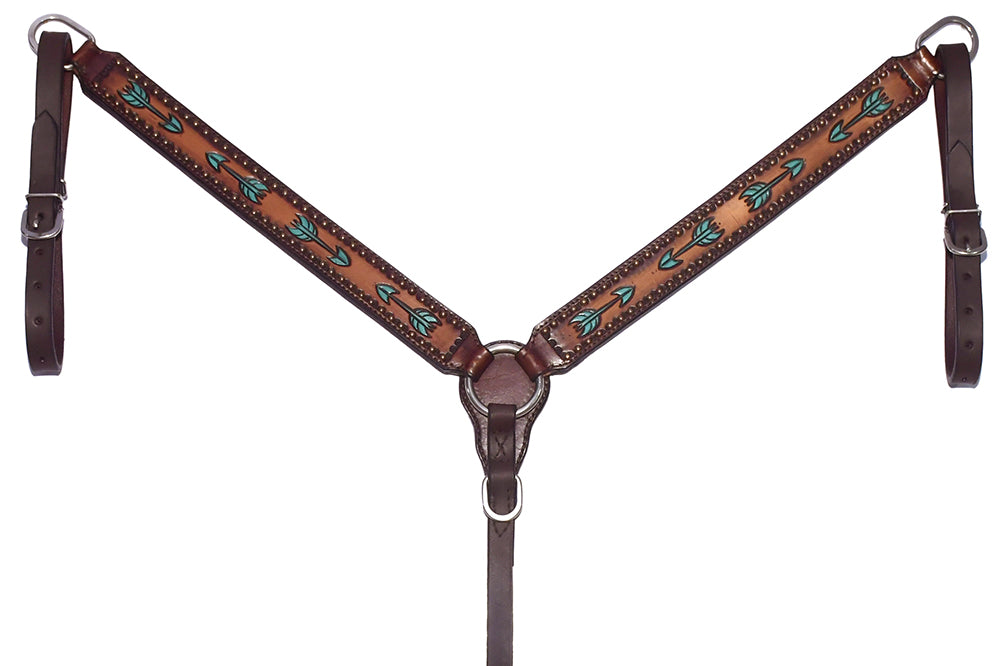 Bar H Equine Austin Arrow Spotted Leather Headstall Brown