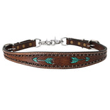 Bar H Equine Austin Arrow Spotted Leather Headstall Brown