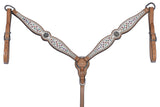 Bar H Equine Western Horse Pinwheel  Genuine American Leather Breast Collar Headstall Tack Set