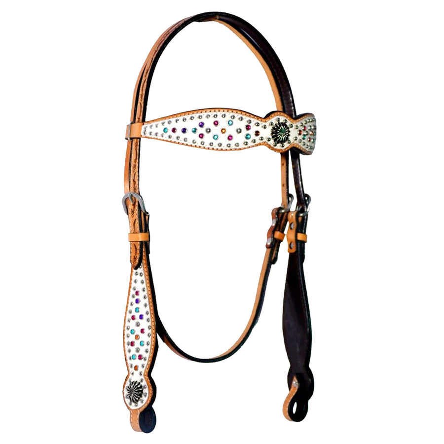 Bar H Equine Western Horse Pinwheel Genuine American Leather Breast Collar Headstall Tack Set