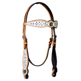 Bar H Equine Western Horse Pinwheel  Genuine American Leather Breast Collar Headstall Tack Set