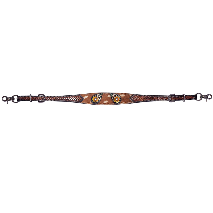 Bar H Equine Hand Tooled Leather Wither Strap Stainless Steel Hardware Brown - Uhorse