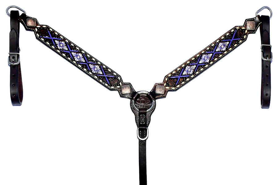 Bar H Equine American Leather Horse Saddle Tack One Ear Headstall Breast Collar Browband Wither Strap Set