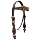 Bar H Equine Genuine Western American Leather Horse Premium Headstall & Breast Collar Set