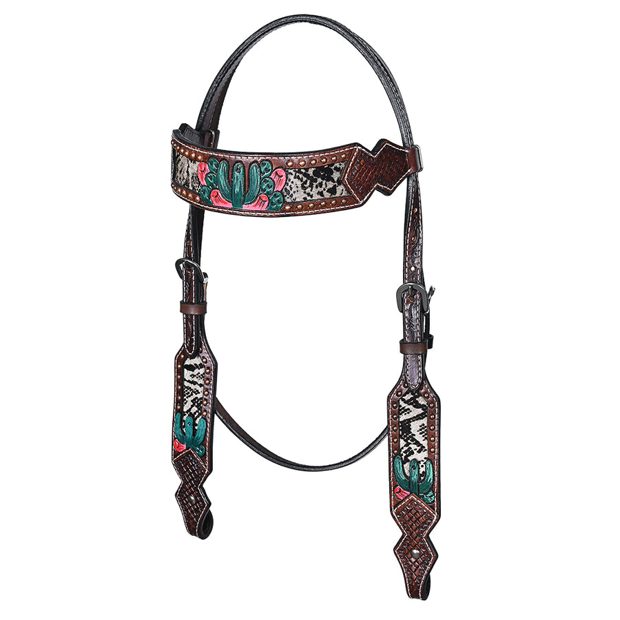 Bar H Equine American Leather Horse Saddle Tack Headstall | Browband Western for Horses - Uhorse