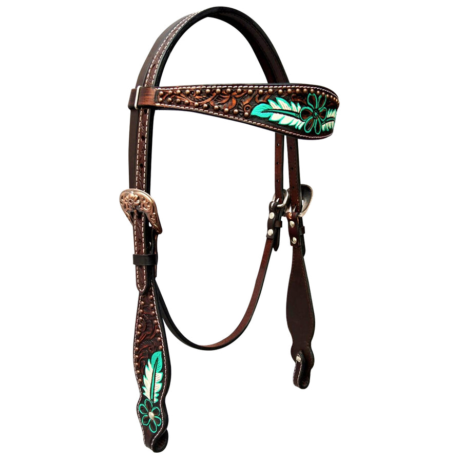 Bar H Equine Genuine Western American Leather Horse Headstall - Uhorse