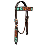 Bar H Equine Genuine Western American Leather Horse Premium Headstall & Breast Collar Set