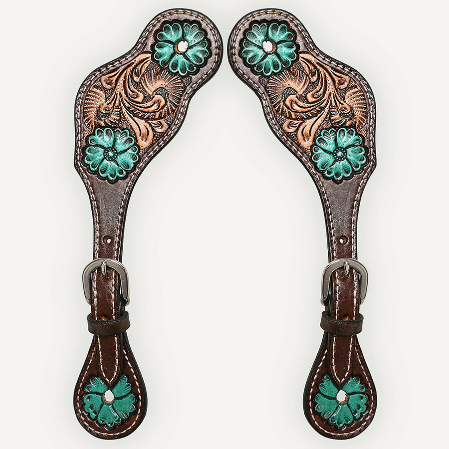 Bar H Equine Horse Riding Western Leather Spurs Straps for Adults women's - Uhorse