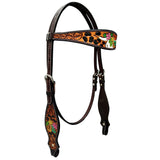 Bar H Equine American Leather Horse Saddle Tack One Ear Headstall | Breast Collar Browband Wither Strap Set for Horses BER180