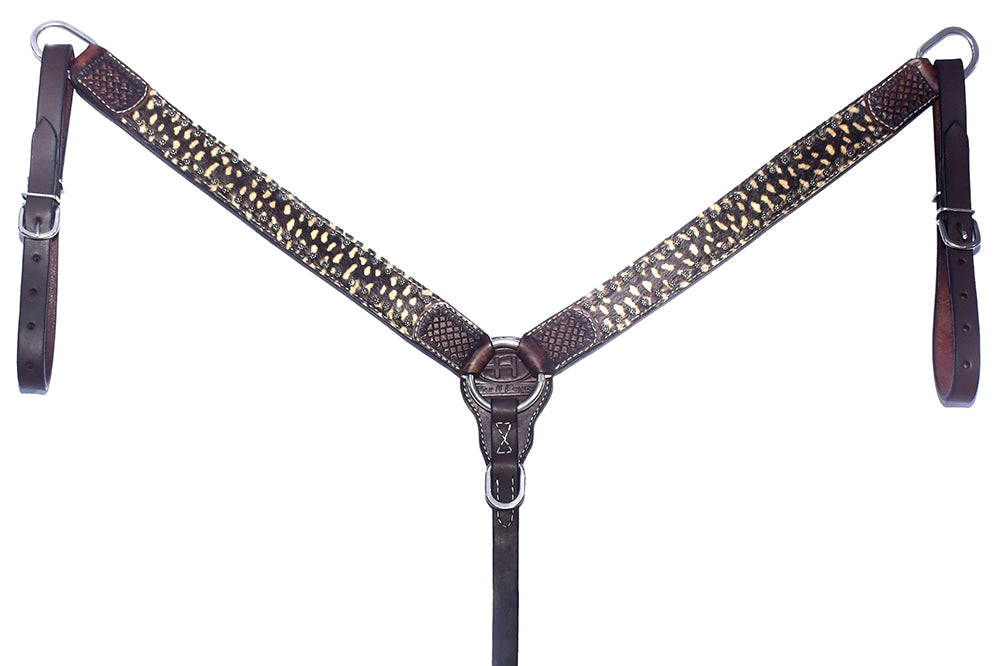 Bar H Equine Western Horse Genuine American Leather Wither Straps Breast Collar Set