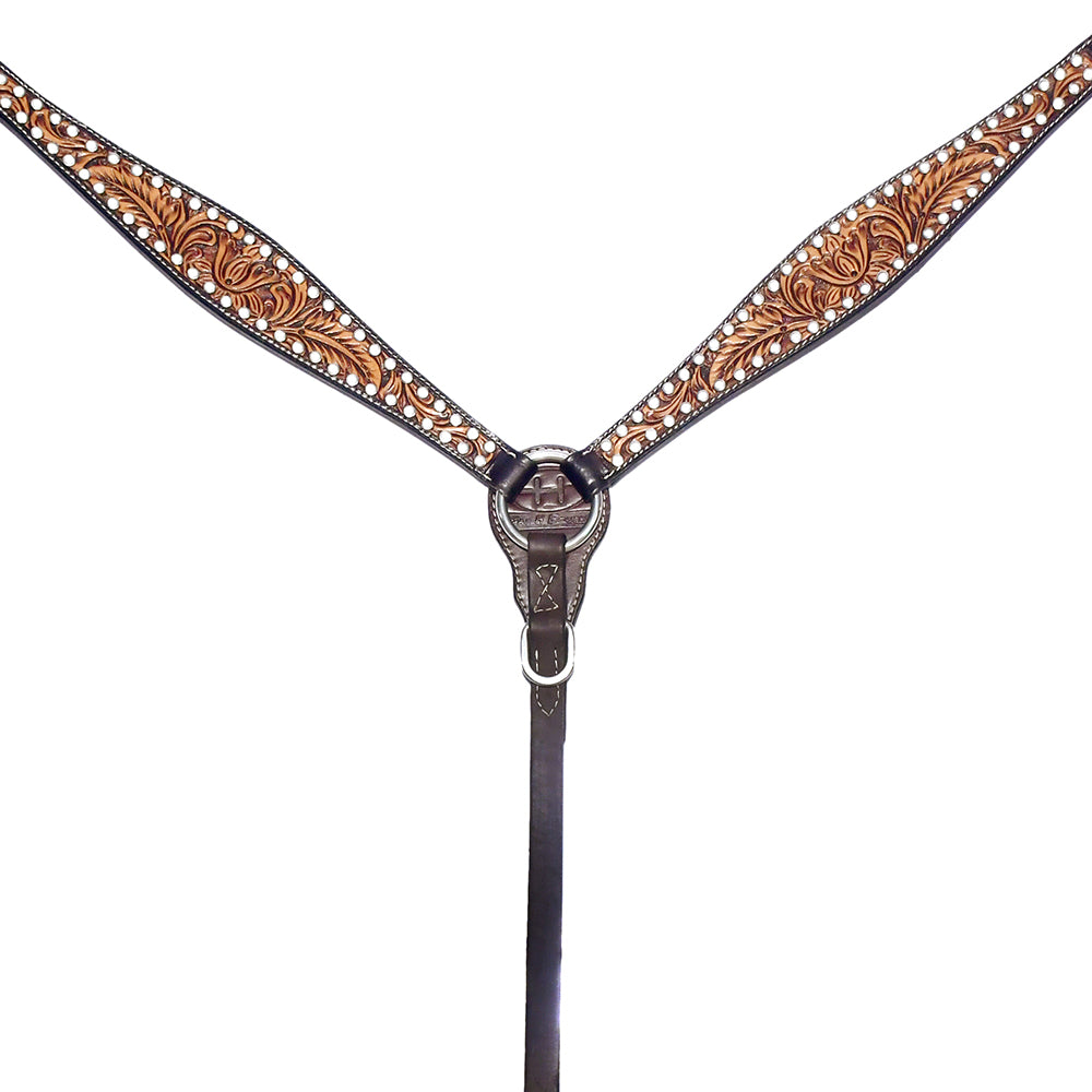 Bar H Equine Genuine Western American Leather Horse Premium Headstall & Breast Collar Set