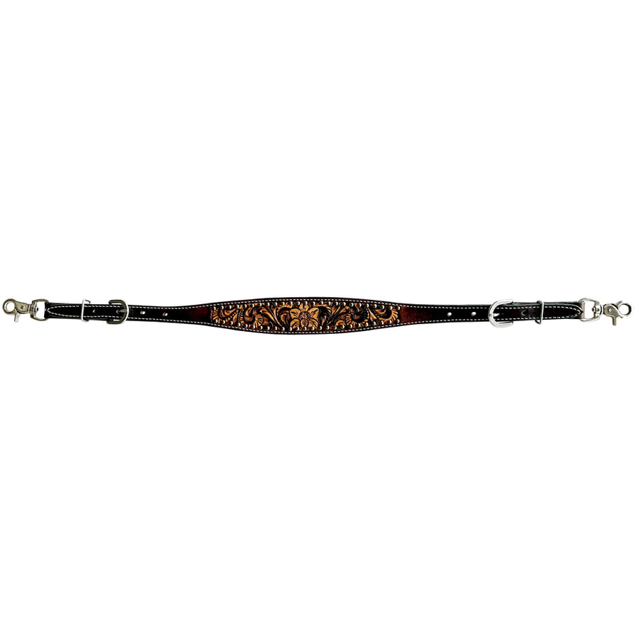 Black leather breast collar with tooled copper detail - Uhorse