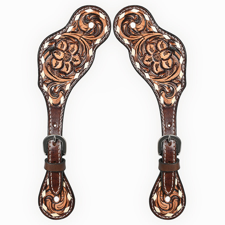 Bar H Equine Horse Riding Western Leather Spurs Straps for Adults women's - Uhorse
