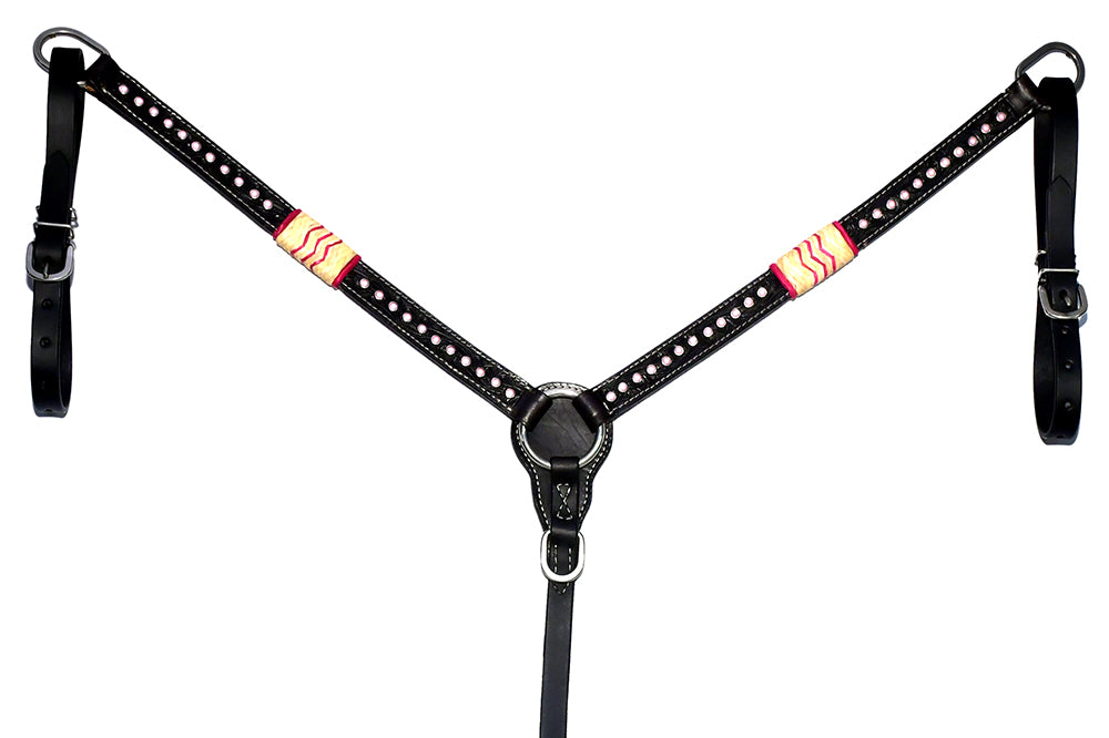 Bar H Equine Western Horse Rawhide Genuine American Leather Tack Set Brown