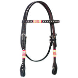 Bar H Equine Western Horse Rawhide Genuine American Leather Tack Set Brown