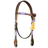 Bar H Equine Genuine Western American Leather Horse Premium Headstall & Breast Collar Set