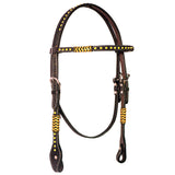 Bar H Equine Western Horse Rawhide Genuine American Leather Tack Set Brown