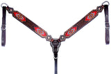 BAR H EQUINE Western Leather Horse Headstall & Breast Collar Wither Strap