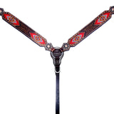 BAR H EQUINE Western Leather Horse Headstall & Breast Collar Wither Strap