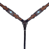 Bar H Equine Genuine Western American Leather Horse Premium Headstall & Breast Collar Set