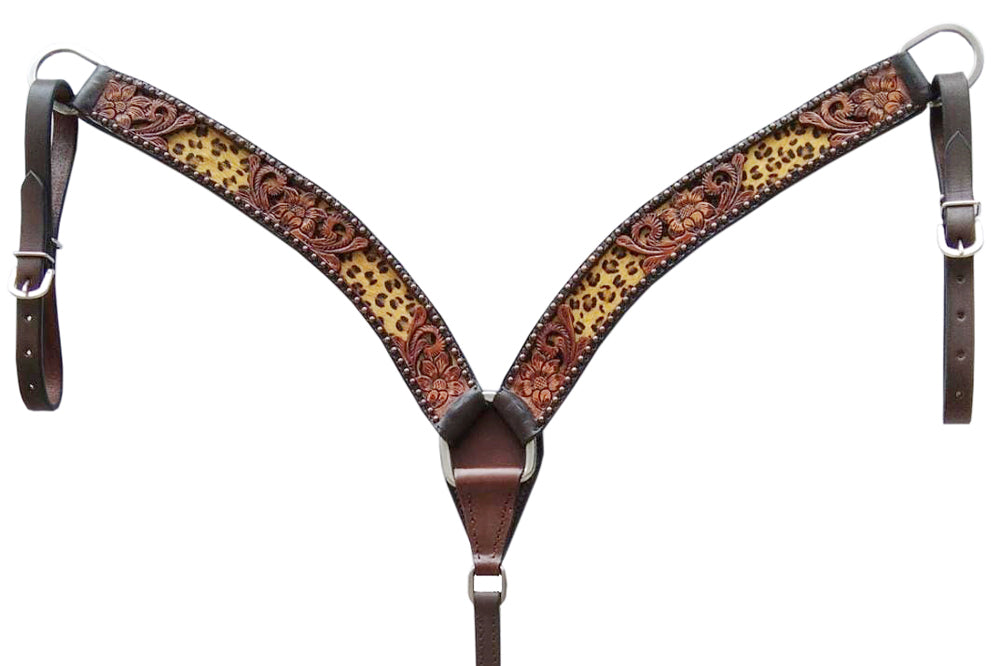 Bar H Equine American Leather Horse Saddle Tack One Ear Headstall | Breast Collar Browband Wither Strap Set BER249