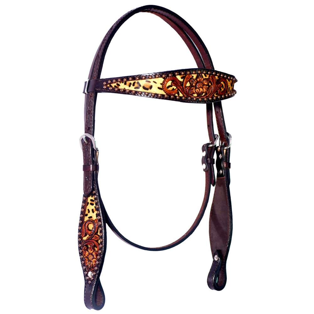 Bar H Equine American Leather Horse Saddle Tack One Ear Headstall | Breast Collar Browband Wither Strap Set BER249