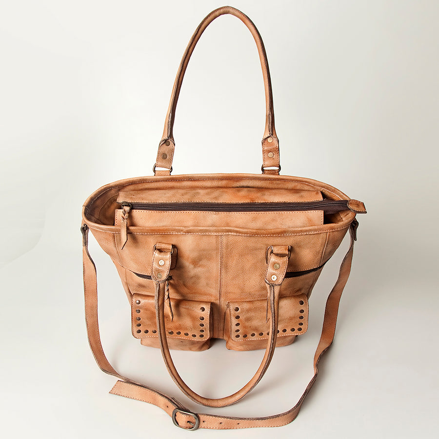 Never Mind Nmbg116A Tote Vintage Handmade Genuine Cowhide Leather Women Bag Western Handbag Purse